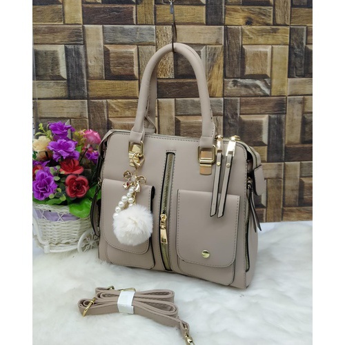 Female bag female bag shoulder bag fashion casual messenger bag PU leather color : Beige