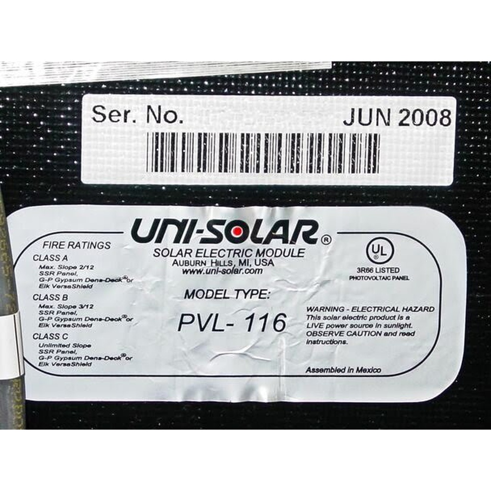 Uni Solar Pvl 1600 model 1×10 minimum order 10 units