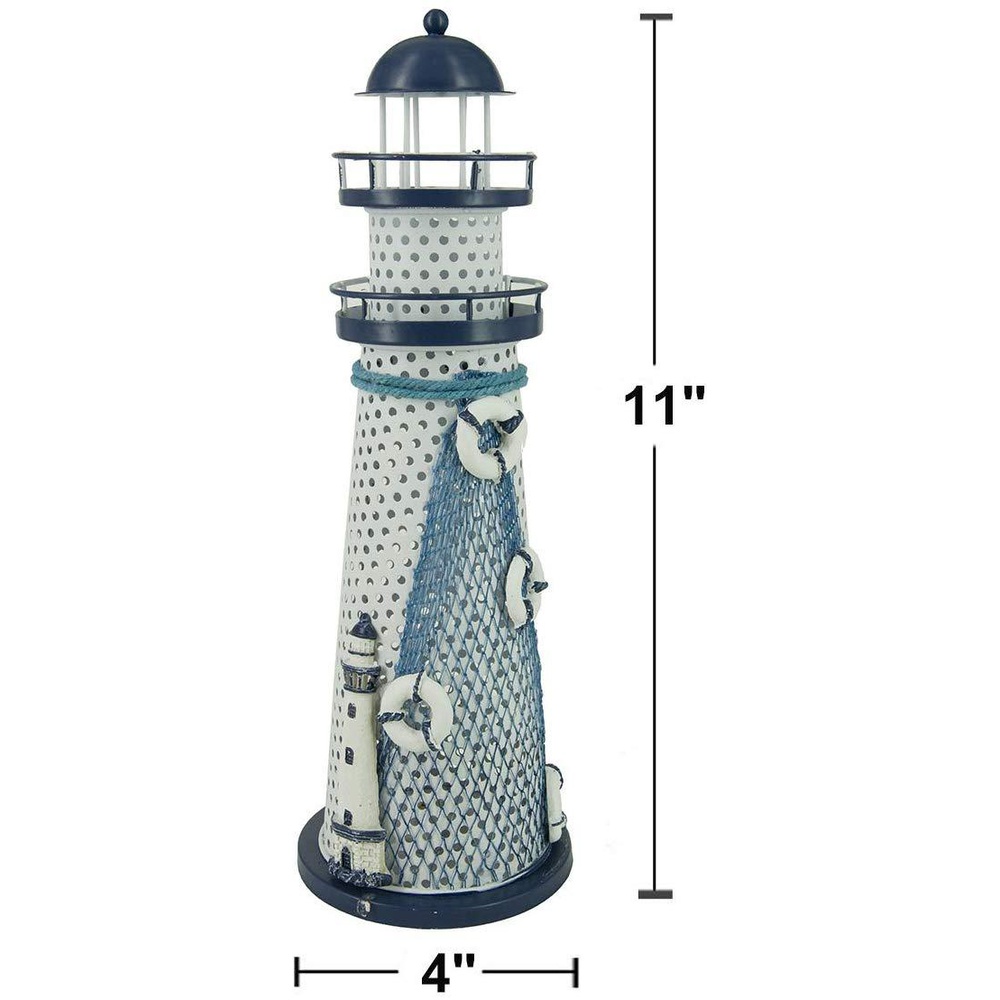 Mediterranean Ocean Style Metal Lighthouse Candle Holder